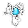 Inel reglabil din argint Blue Heart Bear-Inele >> Inele reglabile