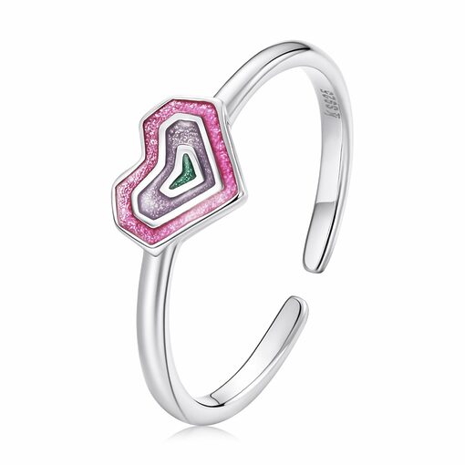 Inel reglabil din argint Enamel Heart-Inele >> Inele din argint