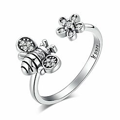 Inel reglabil din argint Silver Daisy Bee-Inele