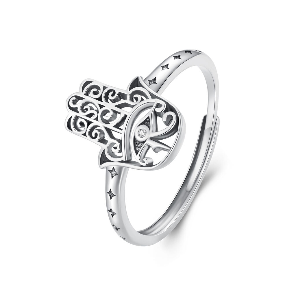 Inel reglabil din argint Simple Silver Hamsa-Inele >> Inele reglabile