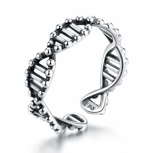 Inel reglabil din argint patinat ADN-Personalizate Gravabile >> Inele personalizate