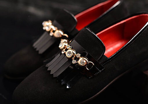 Mocasini / loafers din piele naturala intoarsa cu pietre stralucitoare aurii - P1118-Pantofi