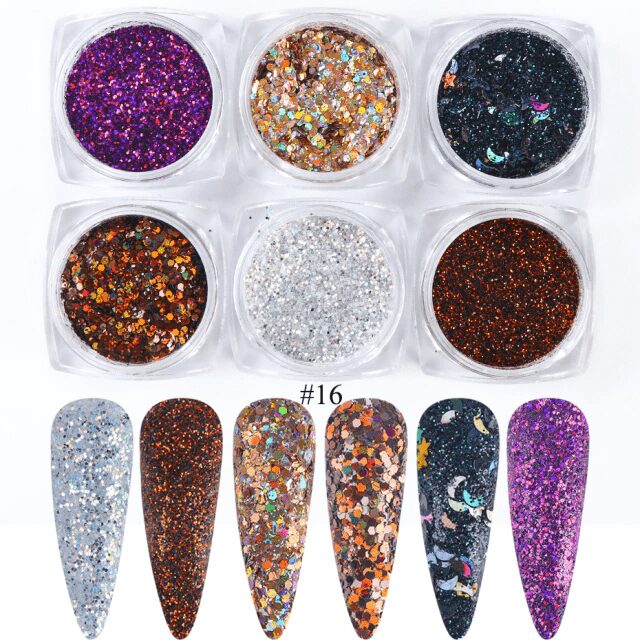 Sclipici si paiete set 6 culori SYG-11 - SYG-11 - Everin.ro-NAIL ART ❤️