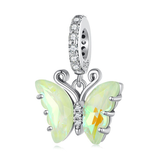 Talisman din argint Elegant Light Green Butterfly-Talismane >> Talismane din Argint (toate)