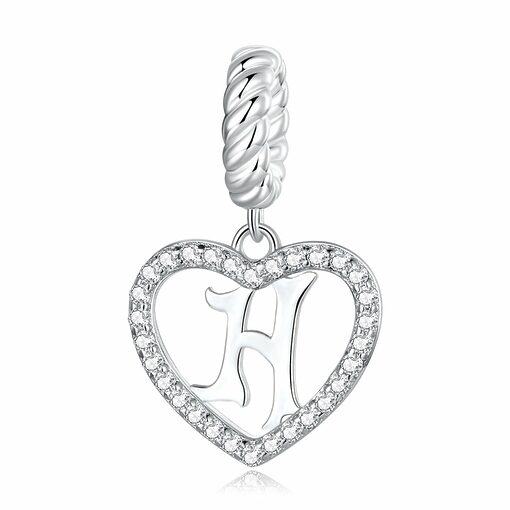Talisman din argint Heart Letter H-Talismane >> Talismane din Argint (toate)