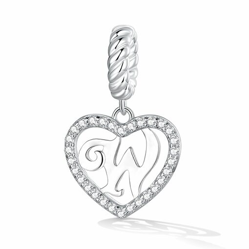 Talisman din argint Heart Letter W-Talismane >> Talismane din Argint (toate)