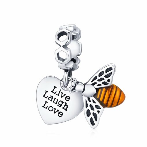 Talisman din argint Live Laugh Love with Bee-Talismane >> Talismane din Argint (toate)