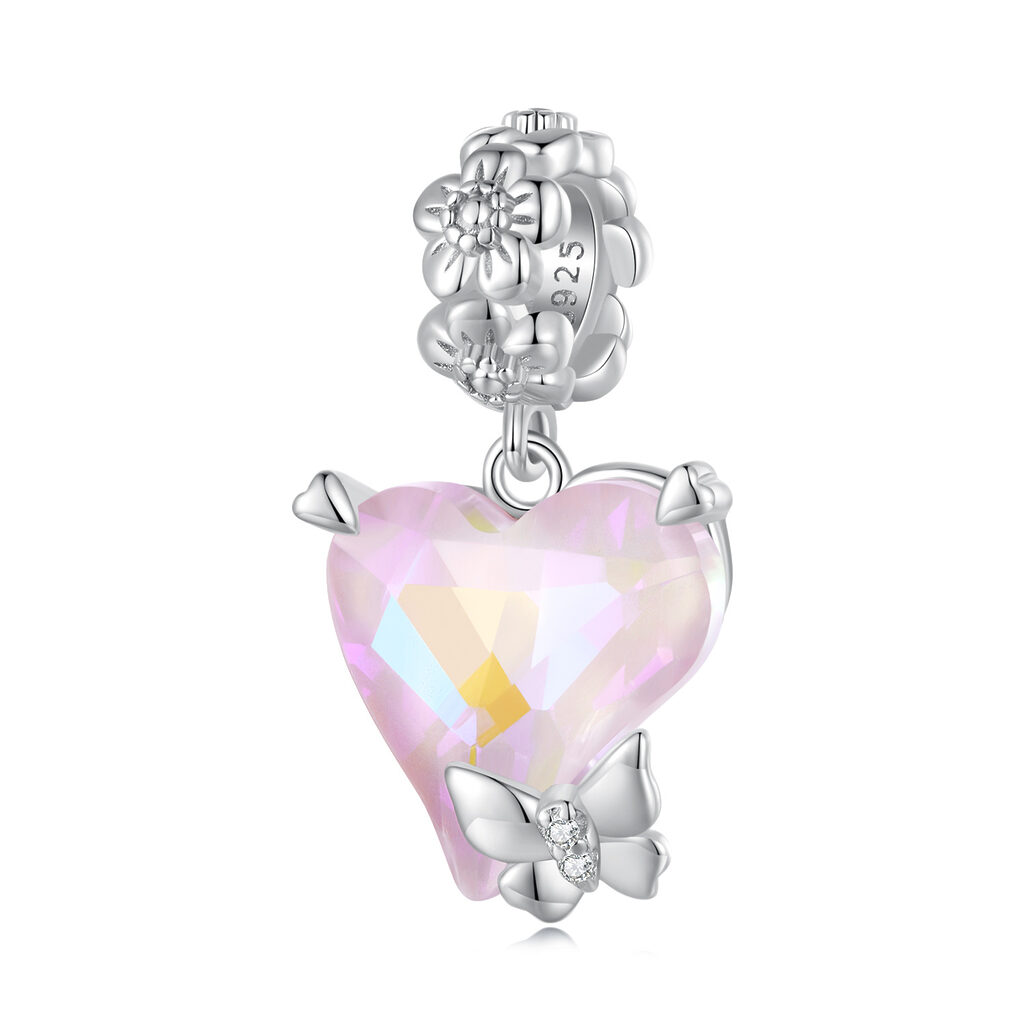 Talisman din argint Pink Heart Nature-Talismane >> Talismane din Argint (toate)