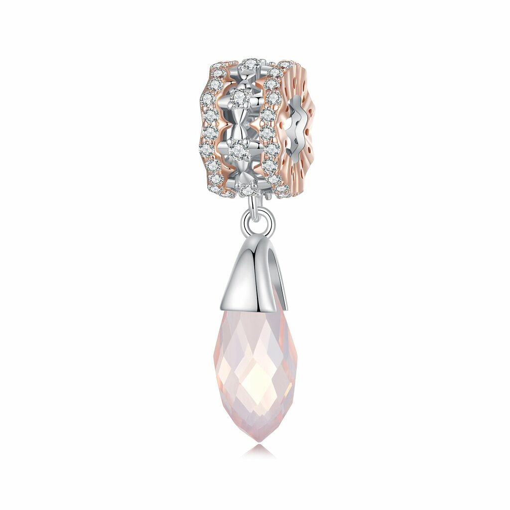 Talisman din argint Rose Gold Royal Crystal Drop-Talismane >> Talismane din Argint (toate)