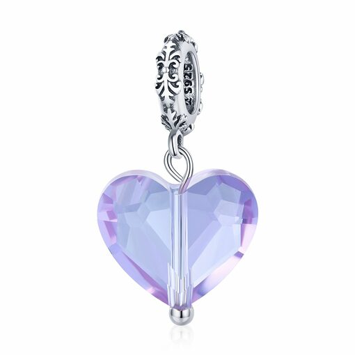 Talisman din argint Violet Translucent Heart-Talismane >> Talismane din Argint (toate)