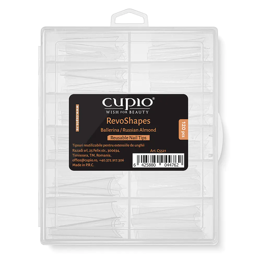 Tipsuri reutilizabile pentru extensii RevoShapes Ballerina/ Russian Almond set 120 buc-Manichiura-Manichiura