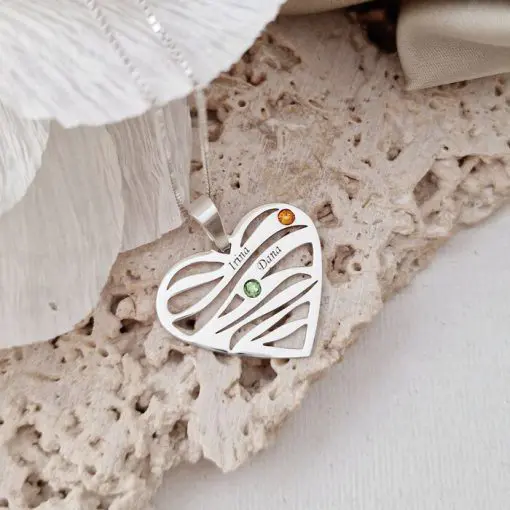 Lantisor Valuri de Iubire - 2 nume si cristale Swarovski - Argint 925-Personalizate >> Ocazie >> Familia mea >> Promoții
