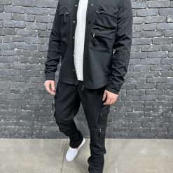 TRENING DE BARBATI RELAXED FIT ZIPPERS BLACK TG176 1