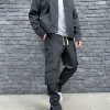 TRENING DE BARBATI RELAXED FIT ZIPPERS BLACK - TG178-Treninguri
