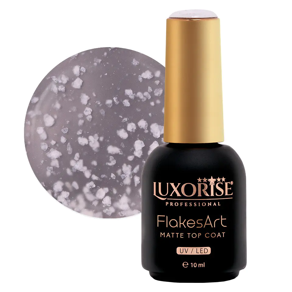 Top Coat LUXORISE - FlakesArt MATTE Snowy Elegance 10ml-Accesorii Unghii > Primer / Base Coat / Top Coat