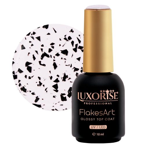 Top Coat LUXORISE - FlakesArt Shine Noir Elegance 10ml-Accesorii Unghii > Primer / Base Coat / Top Coat