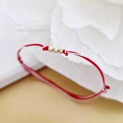 Bratara Martisor - 3 Bilute din Aur 14K - Snur combinat rosu&alb-Martisor >> Martisoare Aur 14K >> Noutati