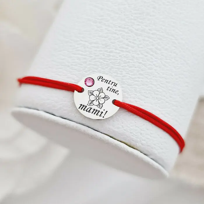 Bratara Pentru tine mami - Argint 925 si Cristal Swarovski - Snur reglabil