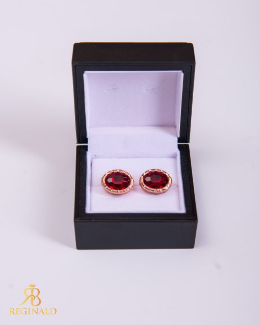 Butoni aurii cu pietre rosii- BT005-Butoni camasa