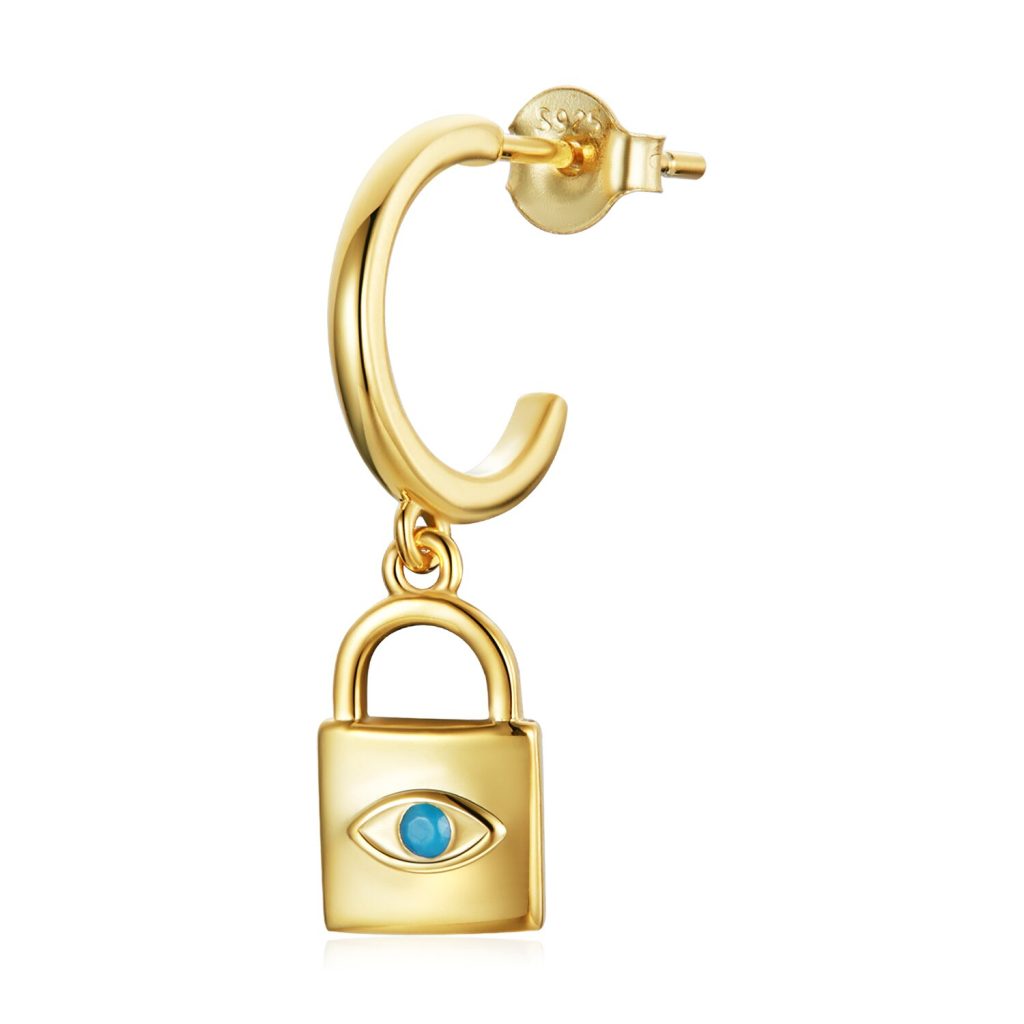 CERCEL din argint Golden Hamsa Lock-Cercei >> Cercei din argint