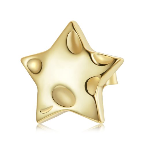 CERCEL din argint Golden Holed Star-Cercei >> Cercei din argint