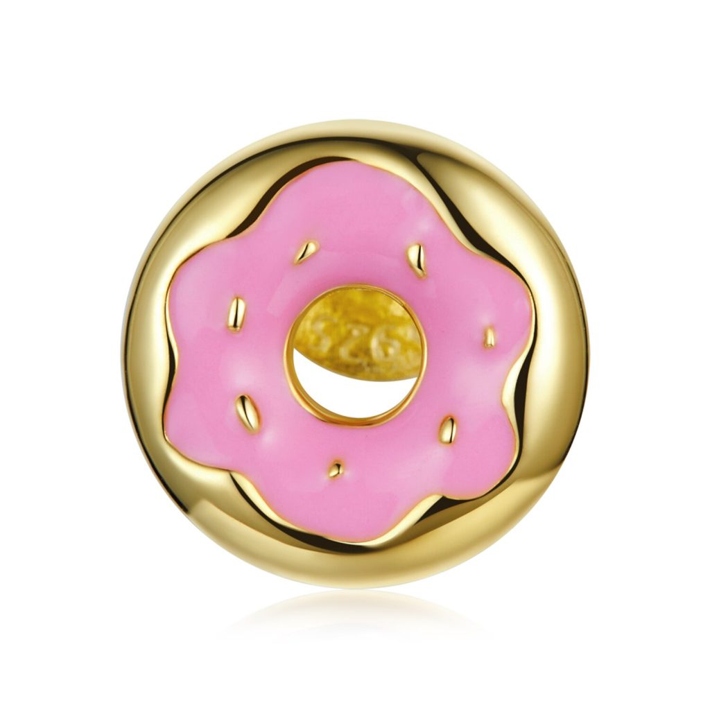 CERCEL din argint Golden Little Pink Donut-Cercei >> Cercei din argint