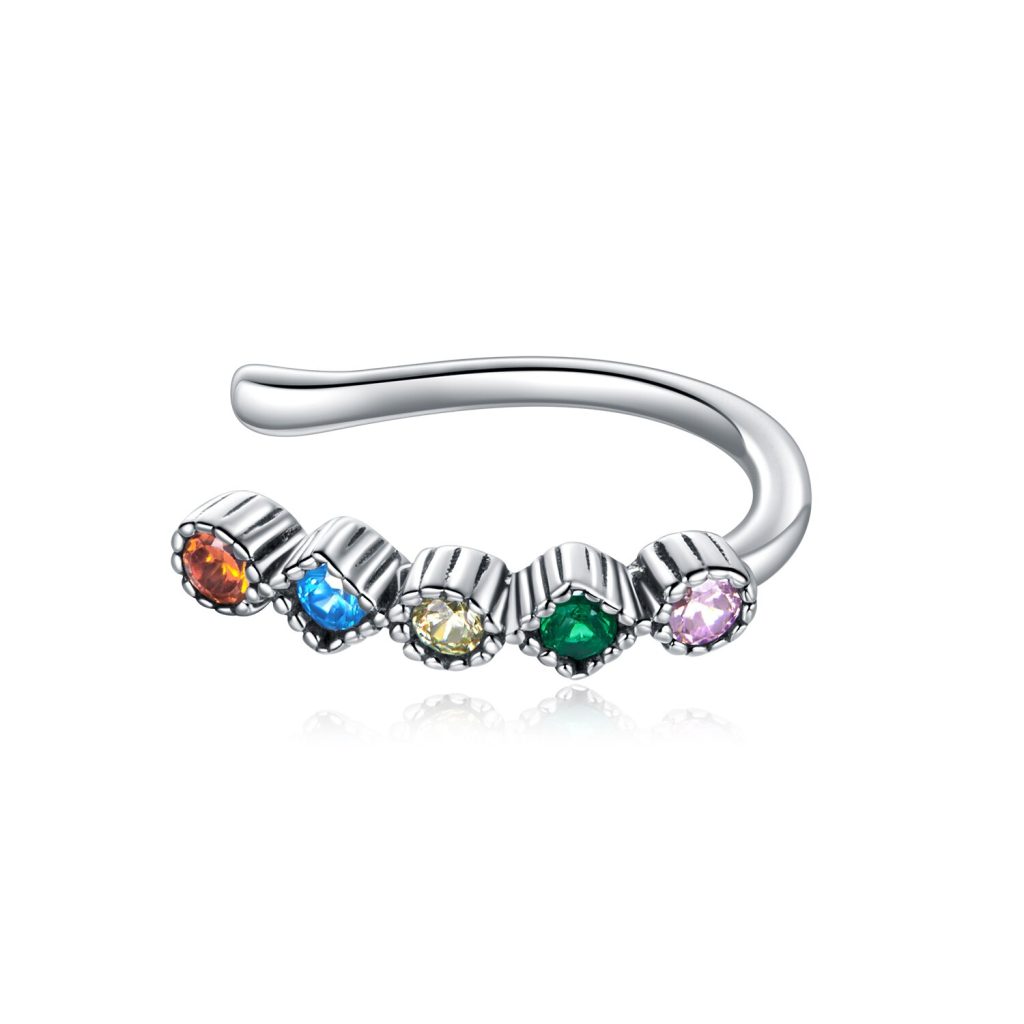 CERCEL din argint Rainbow Studded Clip-Cercei >> Cercei din argint