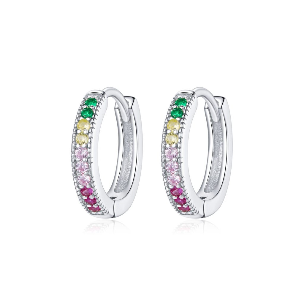 Cercei din argint Elegant Colored Hoops-Cercei