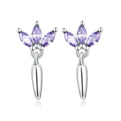 Cercei din argint Purple Flowers-Cercei >> Cercei din argint