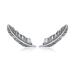 Cercei din argint Retro Feather Studs-Cercei