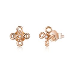 Cercei din argint Rose Gold Flower Ropes-Cercei