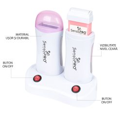 Incalzitor ceara dublu cu suport SensoPRO Milano WAX EXPERT DUO Roz 3