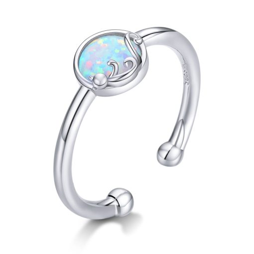 Inel reglabil din argint Opal Cat Ring-Inele