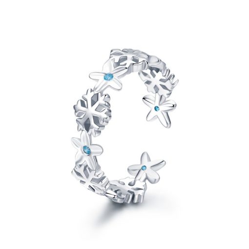 Inel reglabil din argint Snowflake and Flowers-Inele >> Inele din argint