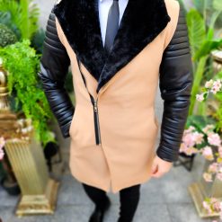 Palton de barbati lung Slim Fit crem PT474 3