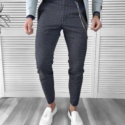 Pantaloni barbati eleganti in carouri 10064 E 15-1 ~-Pantaloni > Pantaloni eleganti