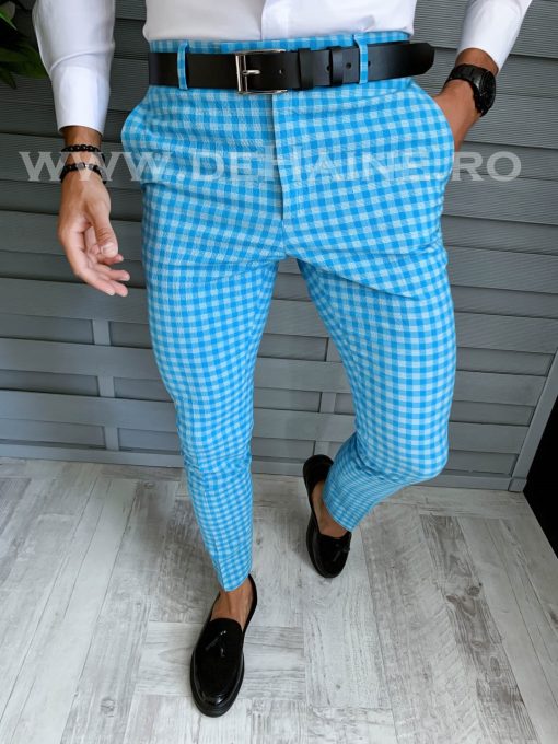 Pantaloni barbati eleganti regular fit bleu B1589 22-4 E ~-Pantaloni > Pantaloni eleganti