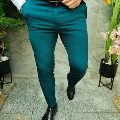 Pantaloni eleganti verde inchis