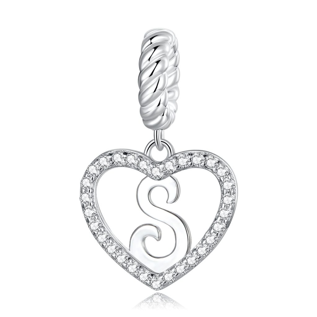 Talisman din argint Heart Letter S-Talismane >> Talismane din Argint (toate)