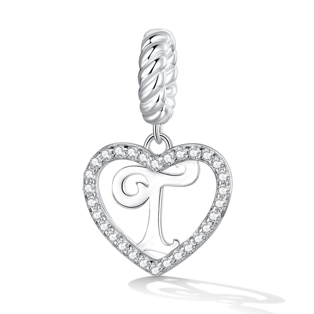 Talisman din argint Heart Letter T-Talismane >> Talismane din Argint (toate)