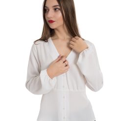 Bluza cu decolteu in V si fenta cu nasturi Fiona-FEMEI-IMBRACAMINTE/Bluze