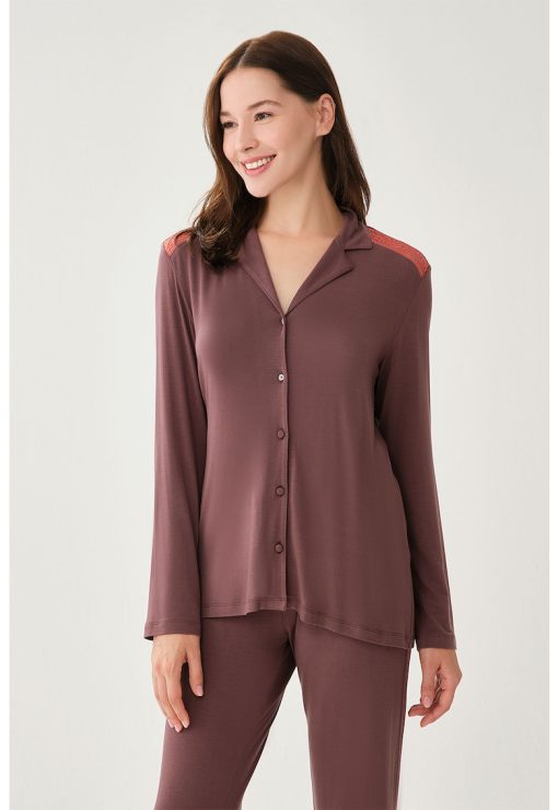Bluza de pijama cu maneci lungi - din amestec de modal-FEMEI-IMBRACAMINTE/Pijamale si halate de baie