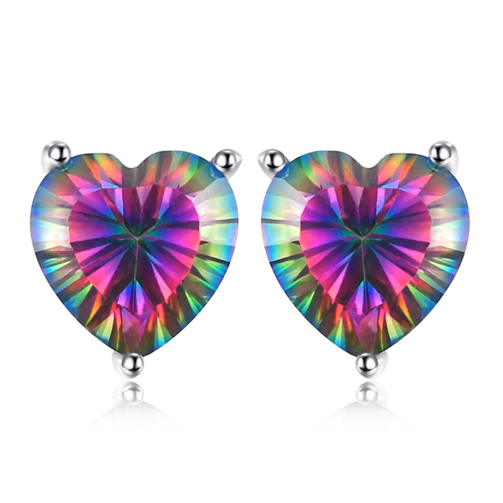 Cercei din argint Mystic Topaz Heart-Cercei >> Cercei din argint