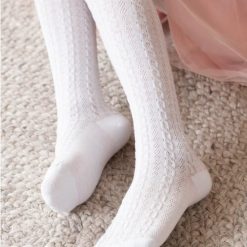 Ciorapi bebelusi bumbac albi cu model impletit Steven S071-368-COPII