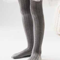Ciorapi bebelusi bumbac gri melanj cu model impletit Steven S071-371-COPII