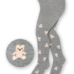 Ciorapi bebelusi bumbac gri melanj cu ursuleti Steven S071-358-COPII