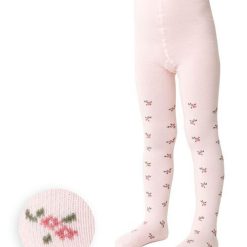 Ciorapi bebelusi bumbac roz cu floricele Steven S071-360-COPII