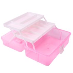 Cutie Manichiura Compartimentata Roz SensoPRO cu doua Sertare si Maner 2