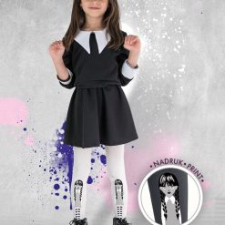 Dresuri copii cu model Wednesday Addams Knittex Black 60 den-COPII