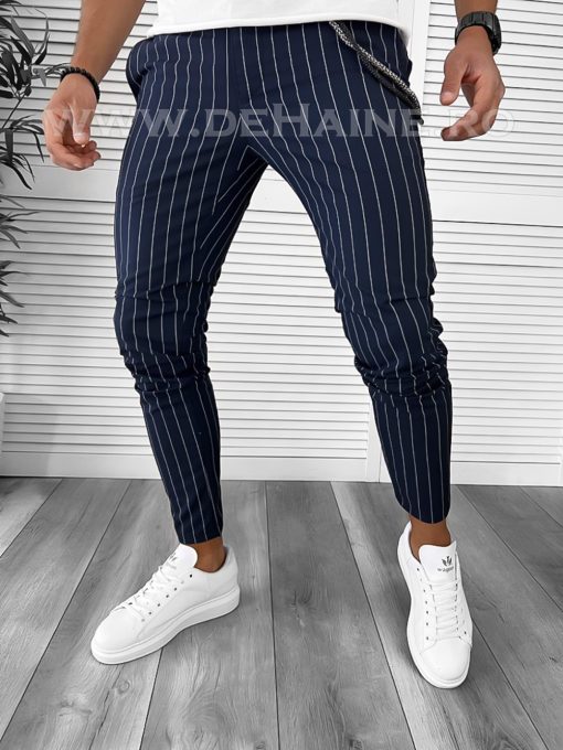 Pantaloni barbati casual regular fit bleumarin B7940 14-4 E~-Pantaloni > Pantaloni casual